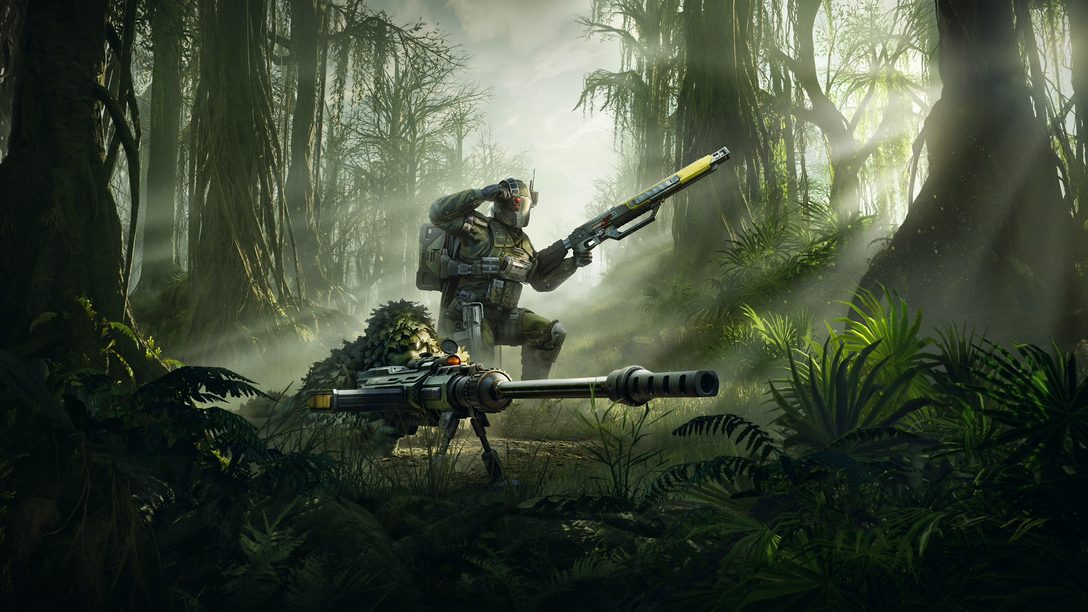 Helldiver con rifle de precisión del bono Alcance de autoridad de Helldivers 2