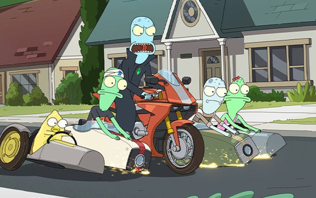 La familia alienígena de Solar Opposites en una imagen oficial de la serie